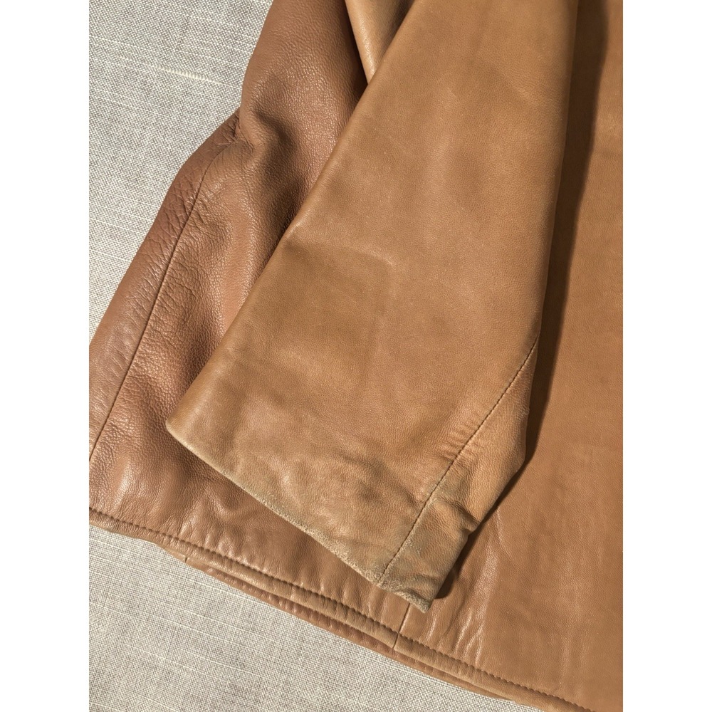 Cabelas Genuine Leather Jacket Womens Large Brown Button Up Buttery Soft Lined - Picture 5 of 16